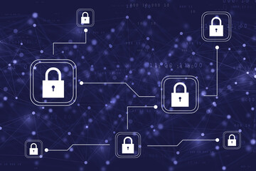 2d illustration Safety concept: Closed Padlock on digital background
