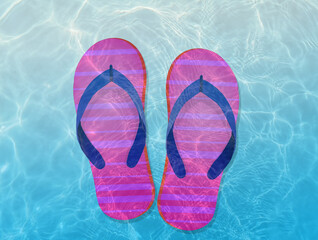 illustration of flip flops in the swimming pool