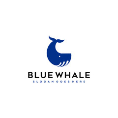 Fototapeta na wymiar Modern Blue Whale Logo Design Vector