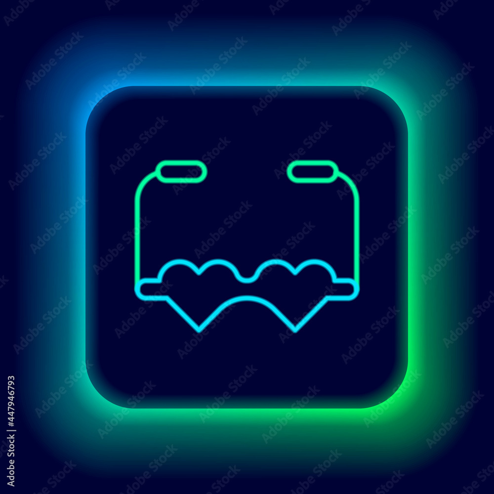 Sticker Glowing neon line Heart shaped love glasses icon isolated on black background. Suitable for Valentine day card design. Colorful outline concept. Vector