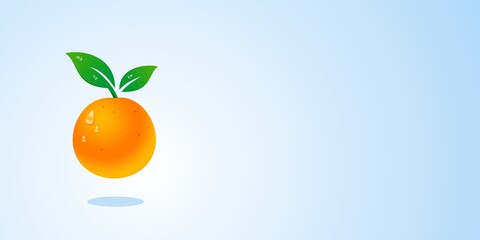 fresh orange fruit 3d realistic vector, Tangerine with copy space in blue banner background Illustration