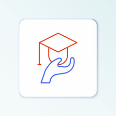Line Education grant icon isolated on white background. Tuition fee, financial education, budget fund, scholarship program, graduation hat. Colorful outline concept. Vector