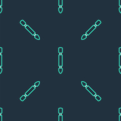 Line Cuticle pusher icon isolated seamless pattern on black background. Tool for manicure. Vector