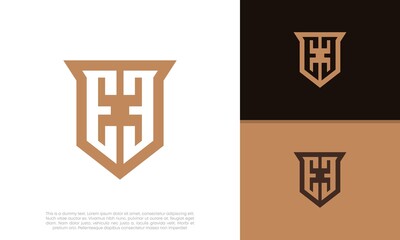 Initials E. EE logo design. Initial Letter Logo. Shield logo.	