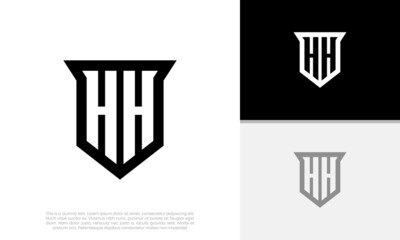 Initials H. HH logo design. Initial Letter Logo. Shield logo.	