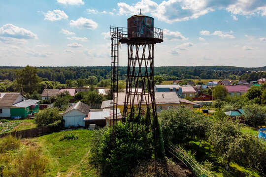 Water tower of hyperboloid design by engineer Shukhov in the village of Sovkhoz Pobeda, Kaluzhskiy region, Russia