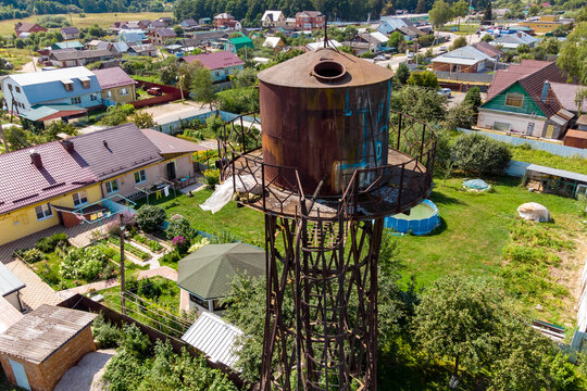 Water tower of hyperboloid design by engineer Shukhov in the village of Sovkhoz Pobeda, Kaluzhskiy region, Russia