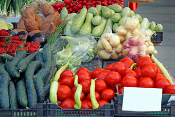 Fresh vegetables on market stall