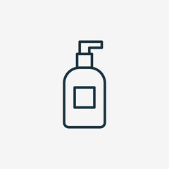 Bottle Pump for Liquid Soap Line Icon. Antibacterial Soap Container Linear Pictogram. Cosmetic Hand Wash Icon. Plastic Bottle for Beauty or Medicine. Editable Stroke. Isolated Vector Illustration