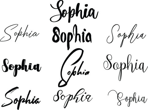Sophia- Personal name Vector Handwritten Calligraphy Set. Typography Handmade Lettering Collection
