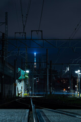 Naklejka na ściany i meble railway station at night