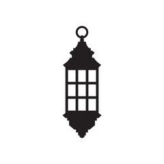 Vector isolated black icon of classical english hanging lantern silhouette