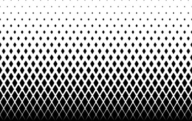 Seamless halftone vector background.Filled with black rhombuses .Rounded corners.