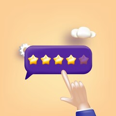Vector customer review concepts in flat style - male hand choosing positive review.