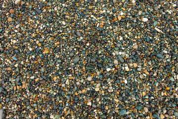 Texture of multi-colored stones on the black sea coast