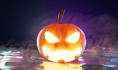 horror spooky funny ghost in happy halloween on holiday season greeting night celebration party, 3d rendering illustration