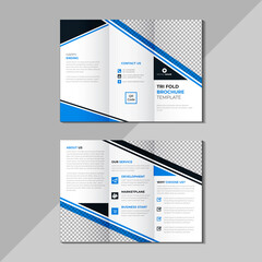 Professional Tri fold brochure design, Business Tri fold brochure template, Flyer Design, Blue color, Vector