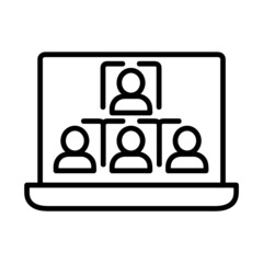 Remote work icon. Flat pictogram for web. Line stroke. Isolated on white background. Outline vector eps10. Online communication at home