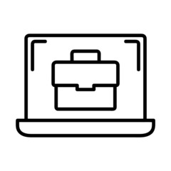 Remote work icon. Flat bag pictogram for web. Line stroke. Isolated on white background. Outline vector eps10. Online communication at home