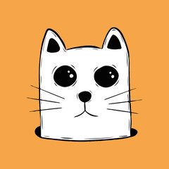 Cute cat. Hand-drawn fluffy cat. Vector illustration isolated.