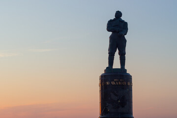 Nizhniy Novgorod. Monument to pilot Chkalov on Minin Square