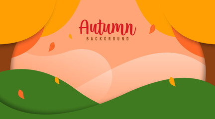 Hello autumn background illustration vector. Autumn web banner and flyer