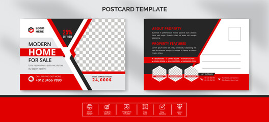 Modern Real estate postcard template