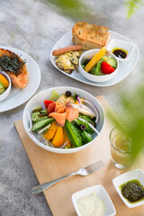 salmon and salad