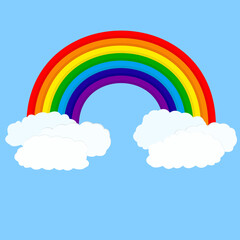 rainbow with clouds in blue sky