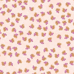 Papier peint Petites fleurs modèle sans couture avec de petites fleurs lumineuses sur rose