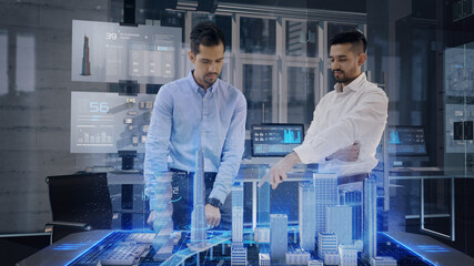 Professional Architects work with Holographic Augmented Reality 3D City Model using gestures....
