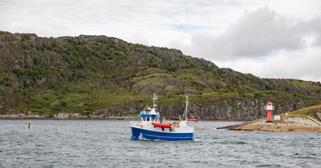 Fototapeta na wymiar Fishing boat on tour to fishing field,Bodø,Nordland county,scandinavia,Europe