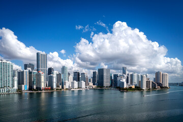 Aerial View from a Helicopter of Miami Downtown,.South Miami Beach, .Miami Dade,.Florida.North America,.USA
