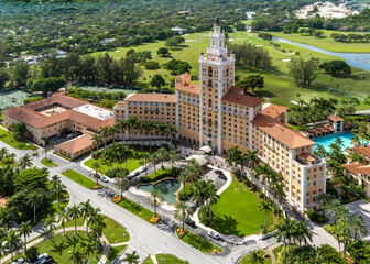 Aerial View from a Helicopter of Hotel and Golf Course, Coral Gables.South Miami Beach, .Miami...