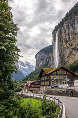 Fototapeta na wymiar Lauterbrunnen village in Berner Oberland in Switzerland