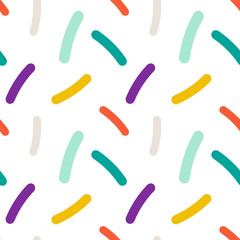 Rainbow sprinkles pattern. For textile, product application. Sweet and fun. Vector illustration, flat design