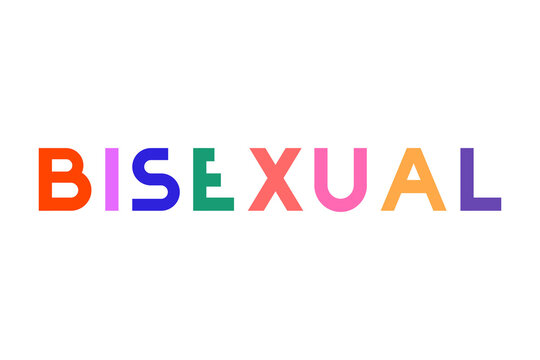 Bisexual colorful letters. Pride, identity. Lettering, typography. Colored flat vector illustration isolated on white background.