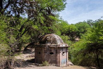 Abandoned remains of an old roman style bath in the ex hacienda Pozo del Carmen, Armadillo de los...