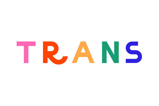 Trans lives matter. Colorful letters, gender, identity. Lettering, typography. Colored flat vector illustration isolated on white background