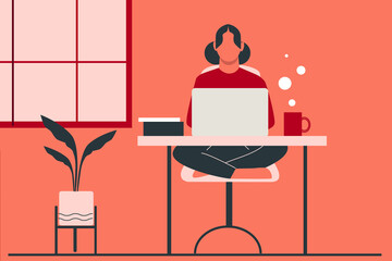 Woman working from home, remote working, virtual business concept