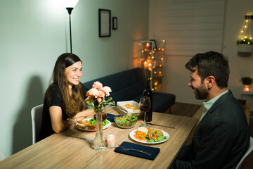 Husband and wife enjoying a fancy date
