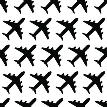 seamless black airplane pattern for the background. travel agency banner