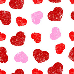 seamless pattern red heart with grunge effect for background,greeting card,fabric motif,packaging,cover,event decoration,wallpaper