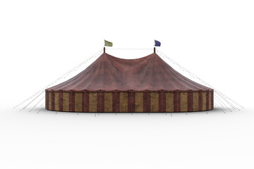 3D illustration of a circus big top tent isolated on a white background. - obrazy, fototapety, plakaty