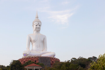 Buddha and large Buddha statue at Mukdahan Province,Big Buddha Wat Phu Manorom Mukdahan Thailand.