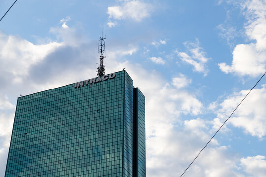 intraco, light, town, cityscape, high, downtown, structure, crane, business, new, landmark, city, blue, sky, architecture, tower, urban, building, office, glass, modern, technology, skyscraper, skylin