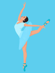 Obraz na płótnie Canvas Elegant ballerina in soft blue dress