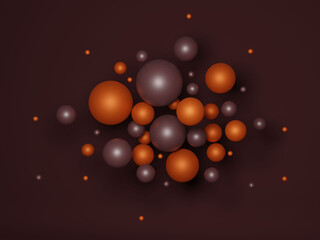 Abstract background with 3d spheres. Orange