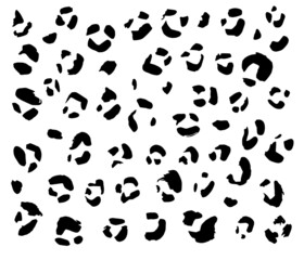 Animal pattern with leopard grunge blots. Creative black on white texture. Vector illustration