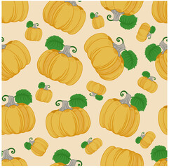 seamless pattern pumpkins plants print halloween vector background wallpaper texture berry color cheerful